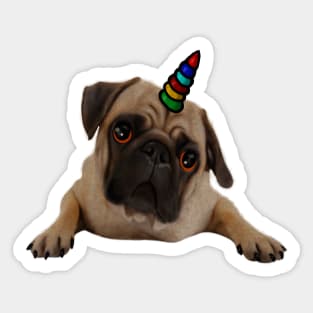 Cute Pug Dog Unicorn Sticker